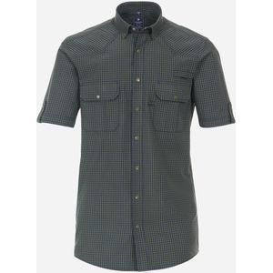 3 voor 99 | Redmond comfort fit overhemd, korte mouw, popeline, bruin geruit