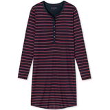 SCHIESSER selected! premium inspiration nachthemd, dames nachthemd lange mouwen streepjes knoopsluiting zwart-rood -  Maat: 38