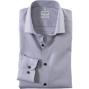 OLYMP Level 5 body fit overhemd, structuur, vioolkleurig geruit