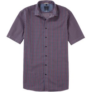 OLYMP Casual modern fit overhemd, korte mouw, popeline, rood dessin