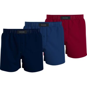 Tommy Hilfiger woven boxer (3-pack), heren boxers wijd katoen, blauw, kobalt, rood