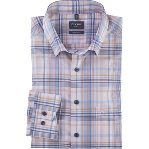 OLYMP Luxor modern fit overhemd, popeline, mandarijngeel geruit
