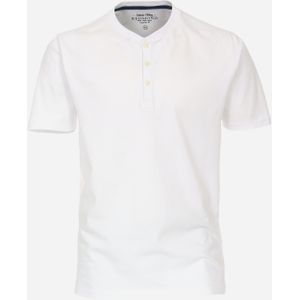 Redmond regular fit T-shirt, korte mouw O-hals met knoopsluiting, wit -  Maat: 3XL