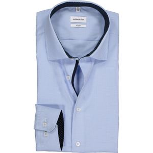 Seidensticker x-slim fit overhemd, popeline, blauw geruit 44