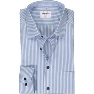 MARVELIS modern fit overhemd, popeline, lichtblauw gestreept 44