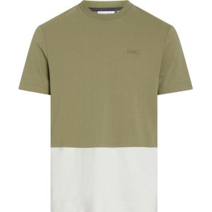 Calvin Klein Color Block Interlock T-shirt, heren T-shirt korte mouw O-hals, groen -  Maat: XS