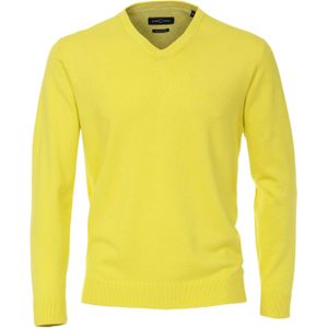 Casa Moda heren trui katoen V-hals, geel -  Maat: L