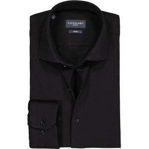 Cavallaro Napoli slim fit overhemd, tricot, zwart 42