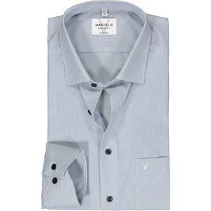 MARVELIS modern fit overhemd, popeline, donkerblauw gestreept 39