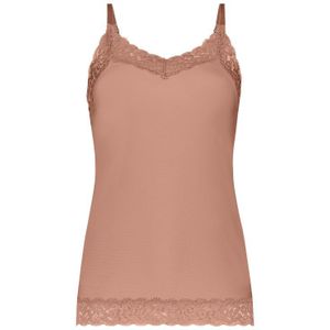 TEN CATE Secrets Lace women spaghetti top met kant (1-pack), dames singlet, roze bruin -  Maat: XL