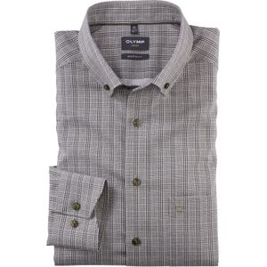 OLYMP Luxor modern fit overhemd, popeline, olijfgroen geruit