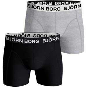 Bjorn Borg Cotton Stretch boxers, heren boxers normale lengte (2-pack), zwart en grijs -  Maat: L