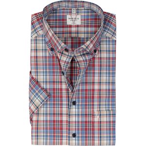 MARVELIS - Modern Fit - Overhemd - Rood Geruit - Korte Mouw - Strijkvrij