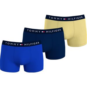 Tommy Hilfiger trunk (3-pack), heren boxers normale lengte, blauw, kobalt, geel -  Maat: L