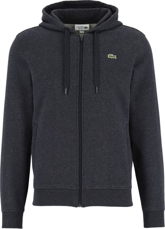 Lacoste heren hoodie sweatvest, met rits, antraciet grijs