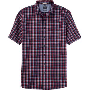 OLYMP Casual modern fit overhemd, korte mouw, popeline, rood geruit