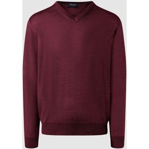MAERZ Classic Fit heren trui met V-hals wol, bordeaux rood