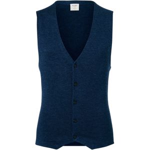 OLYMP Level 5 body fit gilet, wol met zijde, blauw mouwloos vest