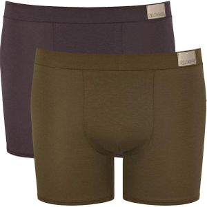 Sloggi Men GO Natural Short, heren boxershort korte pijp (2-pack), bruin en olijfgroen -  Maat: XL