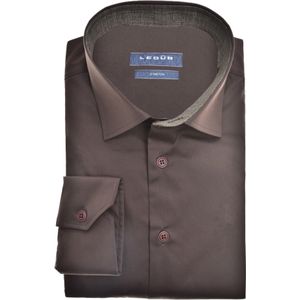 Ledub modern fit overhemd, donkerbruin 45