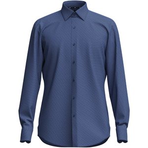 HUGO BOSS Hank slim fit overhemd, popeline, blauw dessin