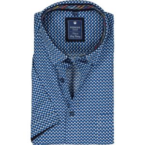 3 voor 99 | Redmond regular fit overhemd, korte mouw, popeline, blauw dessin 49/50