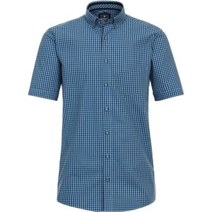 3 voor 99 | Redmond modern fit overhemd, korte mouw, popeline, blauw geruit