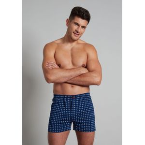 Gotzburg heren boxershorts wijd model met gulp (1-pack), donkerblauw geruit