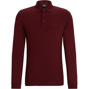 BOSS Pado regular fit polo lange mouw, jersey, rood