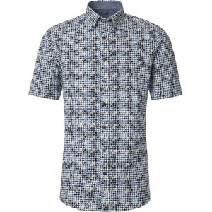 CASA MODA - Sport Comfort Fit Overhemd - Korte Mouw - Blauw Dessin - Strijkvriendelijk