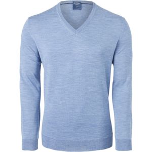 OLYMP modern fit trui wol, V-hals, lichtblauw -  Maat: XXL