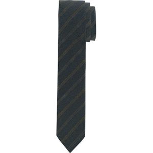 OLYMP extra smalle stropdas, olijfgroen gestreept -  Maat: One size