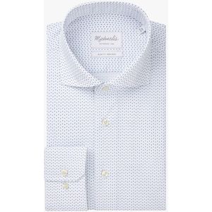 Michaelis slim fit heren overhemd, popeline, donkerblauw dessin