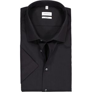 Seidensticker shaped fit overhemd, korte mouw, zwart 42