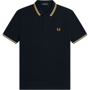 Fred Perry M3600 polo twin tipped shirt, pique, Navy / Ecru / Golden hour -  Maat: 3XL