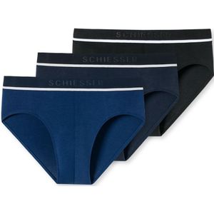 SCHIESSER 95/5 slip (3-pack), heren rioslips biologisch katoen geweven elastische tailleband blauw/ zwart -  Maat: XXL
