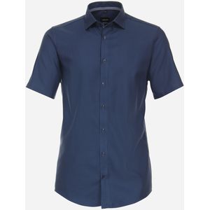 VENTI - Modern Fit - Overhemd - Blauw - Korte Mouw - Strijkvrij