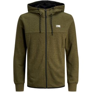 JACK & JONES Air sweat zip hood regular fit, heren sweatvest katoenmengsel met capuchon, groen melange