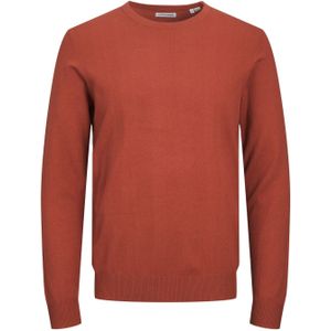 JACK & JONES Emil knit crew neck slim fit, heren pullover viscosemengsel met O-hals, warm oranje -  Maat: XXL