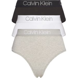 Calvin Klein dames hoge taille strings (3-pack), zwart, wit en grijs - Maat: S