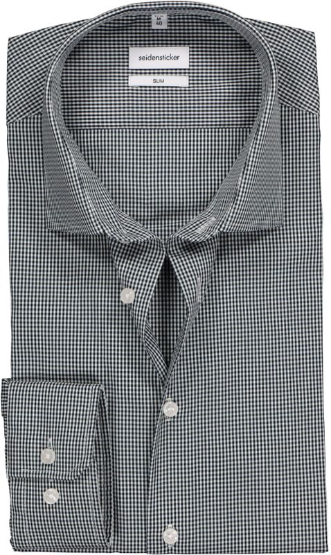 Seidensticker - Slim Fit - Overhemd - Donkerblauw - Geruit