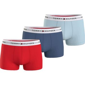 Tommy Hilfiger heren boxers normale lengte (3-pack), trunk, rood en blauw -  Maat: XXL