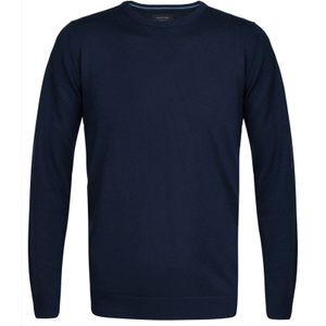 Profuomo slim fit trui wol, heren pullover O-hals, navy blauw -  Maat: XL