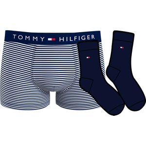 Tommy Hilfiger trunk (1-pack), heren boxers normale lengte, blauw, wit gestreept -  Maat: XL