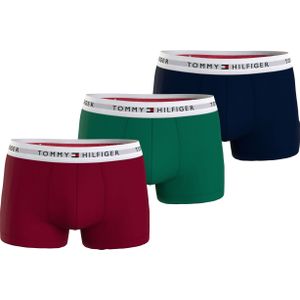 Tommy Hilfiger heren boxers normale lengte (3-pack), trunk, blauw, groen, bordeaux -  Maat: S