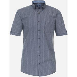 3 voor 99 | Redmond modern fit overhemd, korte mouw, popeline, blauw dessin 37/38