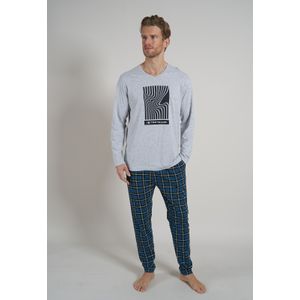 TOM TAILOR heren T-shirt lange mouw met V-hals (1-pack), lichtgrijs