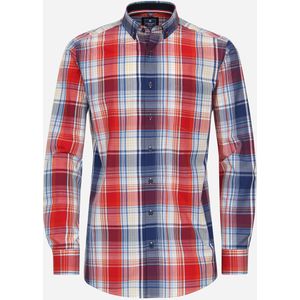 3 voor 99 | Redmond comfort fit overhemd, popeline, rood geruit 39/40