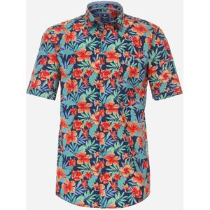 3 voor 99 | Redmond comfort fit overhemd, korte mouw, popeline, blauw dessin 43/44
