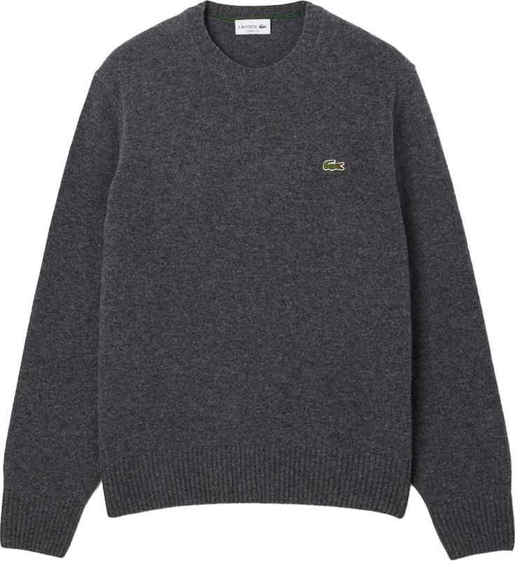 Lacoste - Herentrui - Donkergrijs Melange - Wol - O-hals